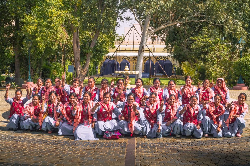 Frauengruppe Fahrerinnen Pink City Rikshaw indien